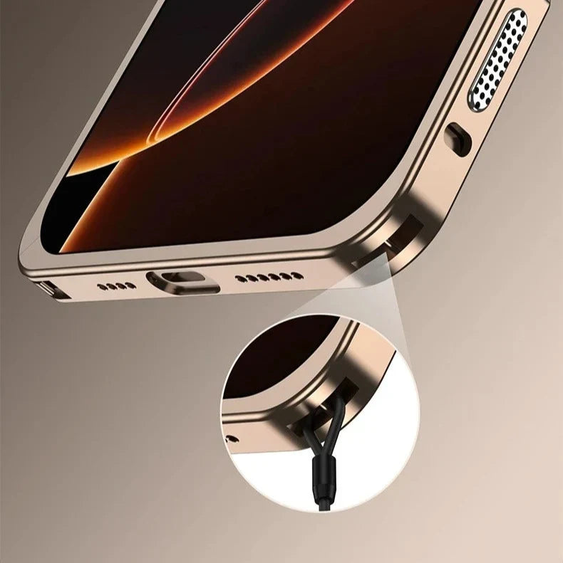 Aluminum Bumper Case for iPhone with Ventilation Grills & Detachable Lens Shield – Shock-Absorbing Frame for 12 Pro Max to 17 Series