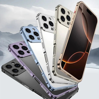 Aluminum Bumper Case for iPhone with Ventilation Grills & Detachable Lens Shield – Shock-Absorbing Frame for 12 Pro Max to 17 Series