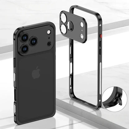 Aluminum Bumper Case for iPhone with Ventilation Grills & Detachable Lens Shield – Shock-Absorbing Frame for 12 Pro Max to 17 Series