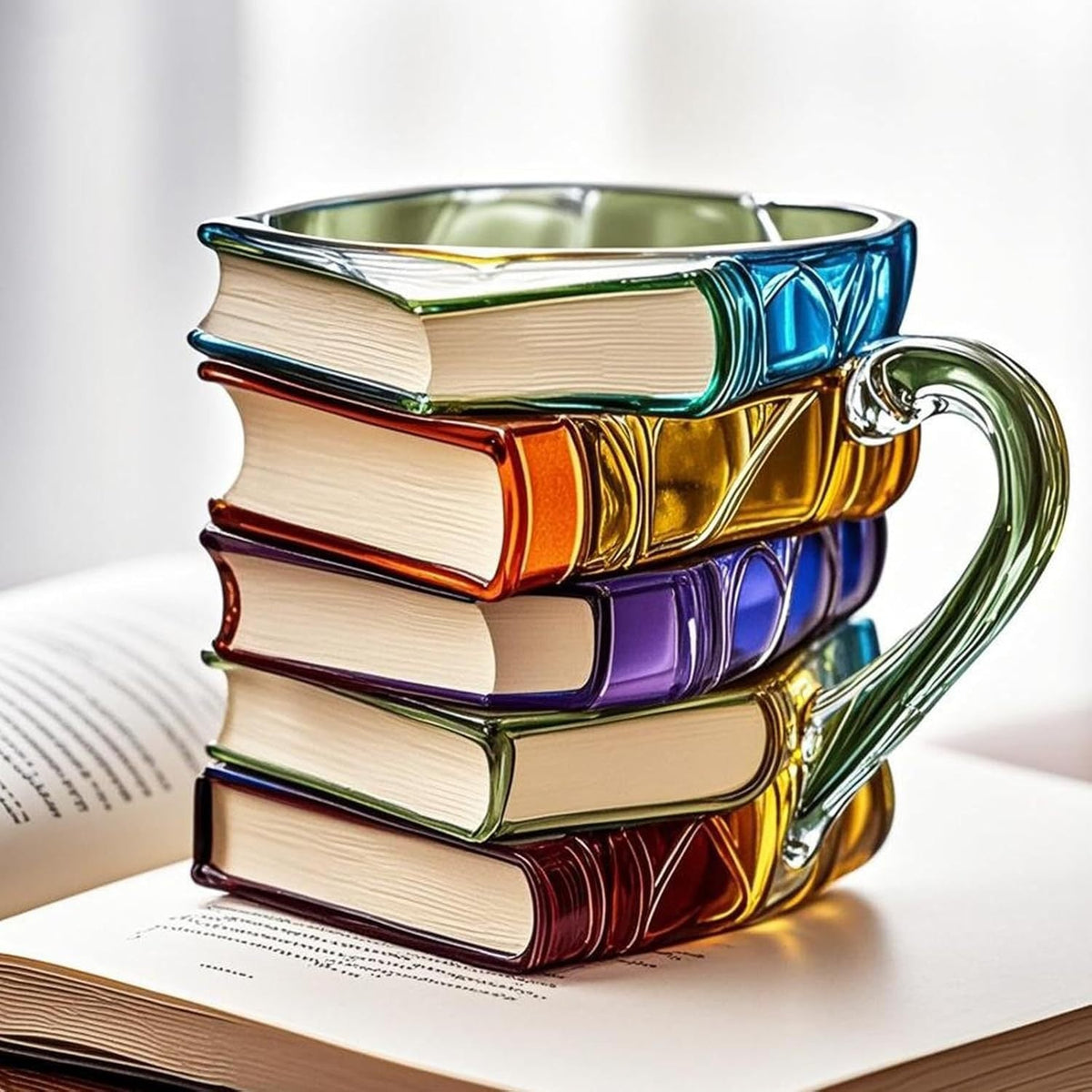 Charme littéraire | Tasse à café en verre avec design de dos de livre en 3D et conception durable | Cadeau unique pour les amoureux des livres