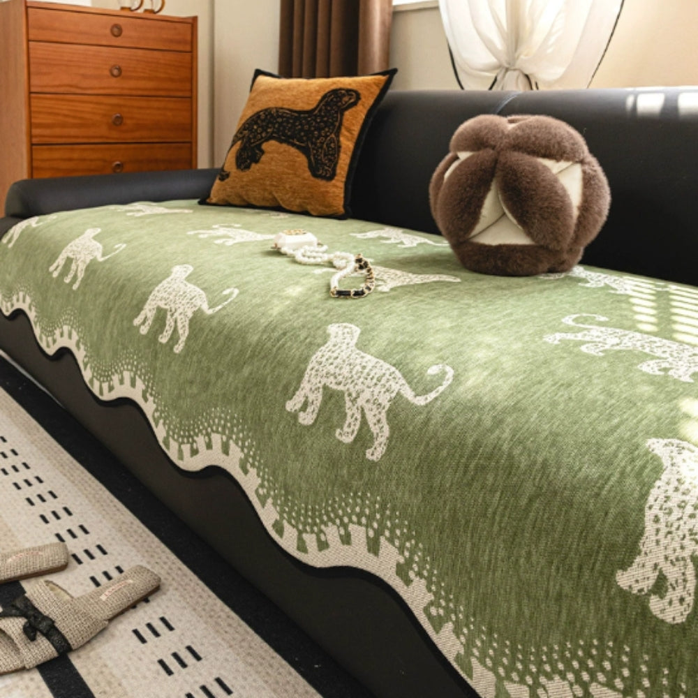 Lively Wavy Slipcover Sofa - Microfiber Blend, African Design
