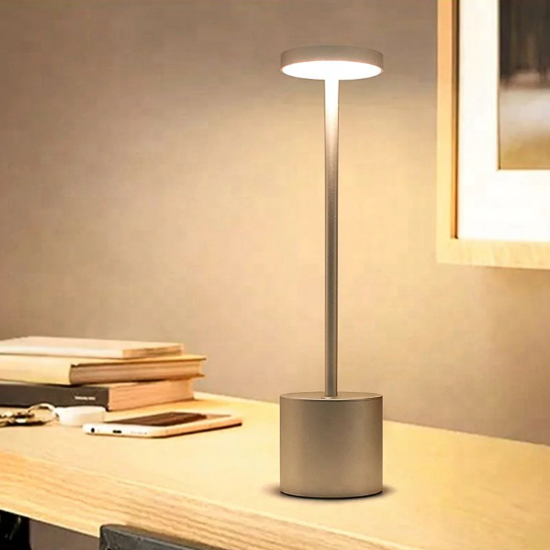 Cordless LED Accent Lamp for Patio, Bedroom & Outdoor Dining – Dimmable Rechargeable Metal Light 13.4 Inches Tall USB Powered for Home Garde