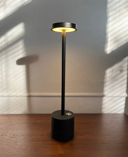 Cordless LED Accent Lamp for Patio, Bedroom & Outdoor Dining – Dimmable Rechargeable Metal Light 13.4 Inches Tall USB Powered for Home Garde