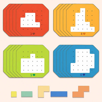 Shape-Matching Brain Teaser Set with 108 Pieces and 20 Pattern Cards for Kids Age 4+ and Adults