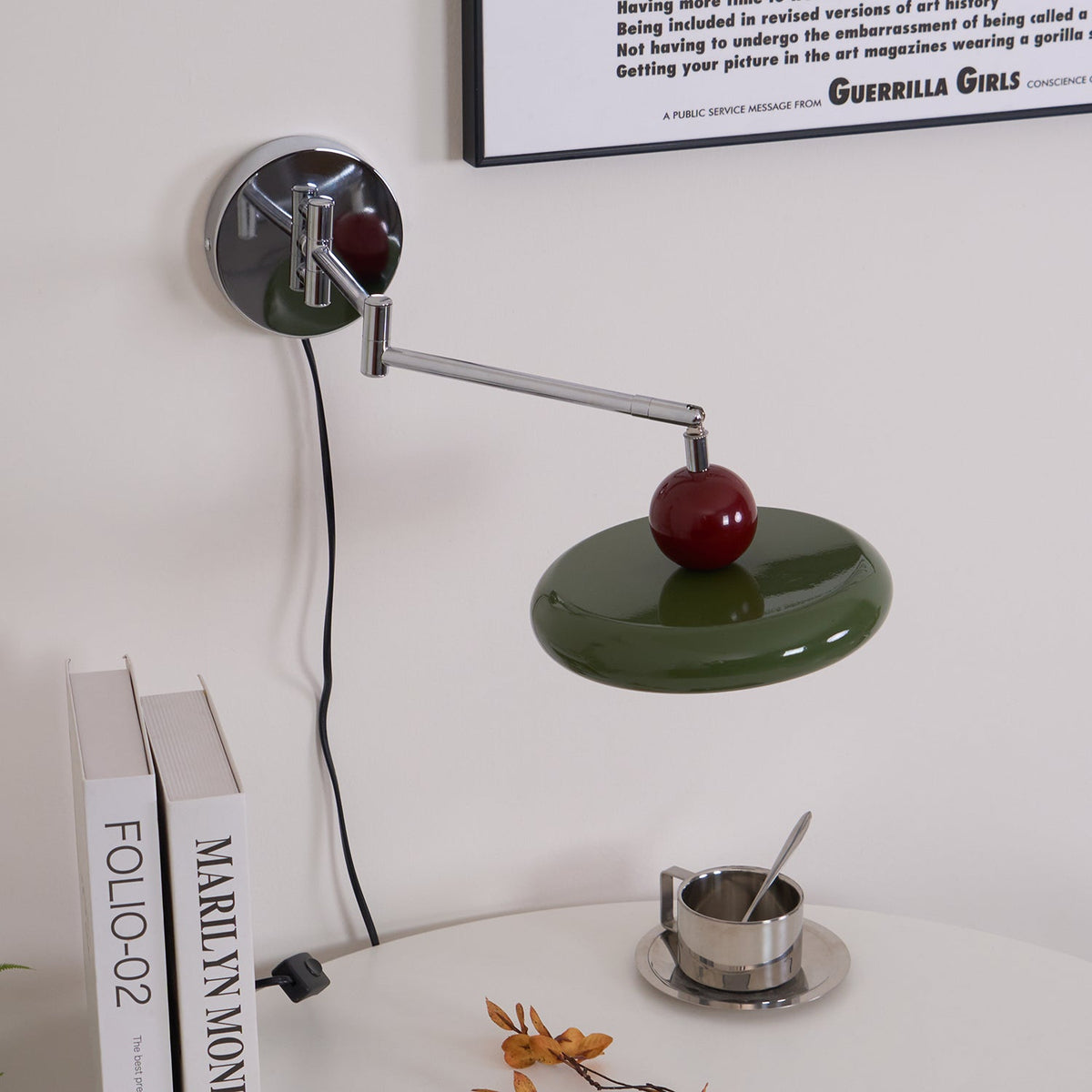 Compact Plug-In Sconce with Adjustable LED Temperature Chrome Accents for Bedroom Living Room Hallway Reading Nook Modern Indoor Lighting