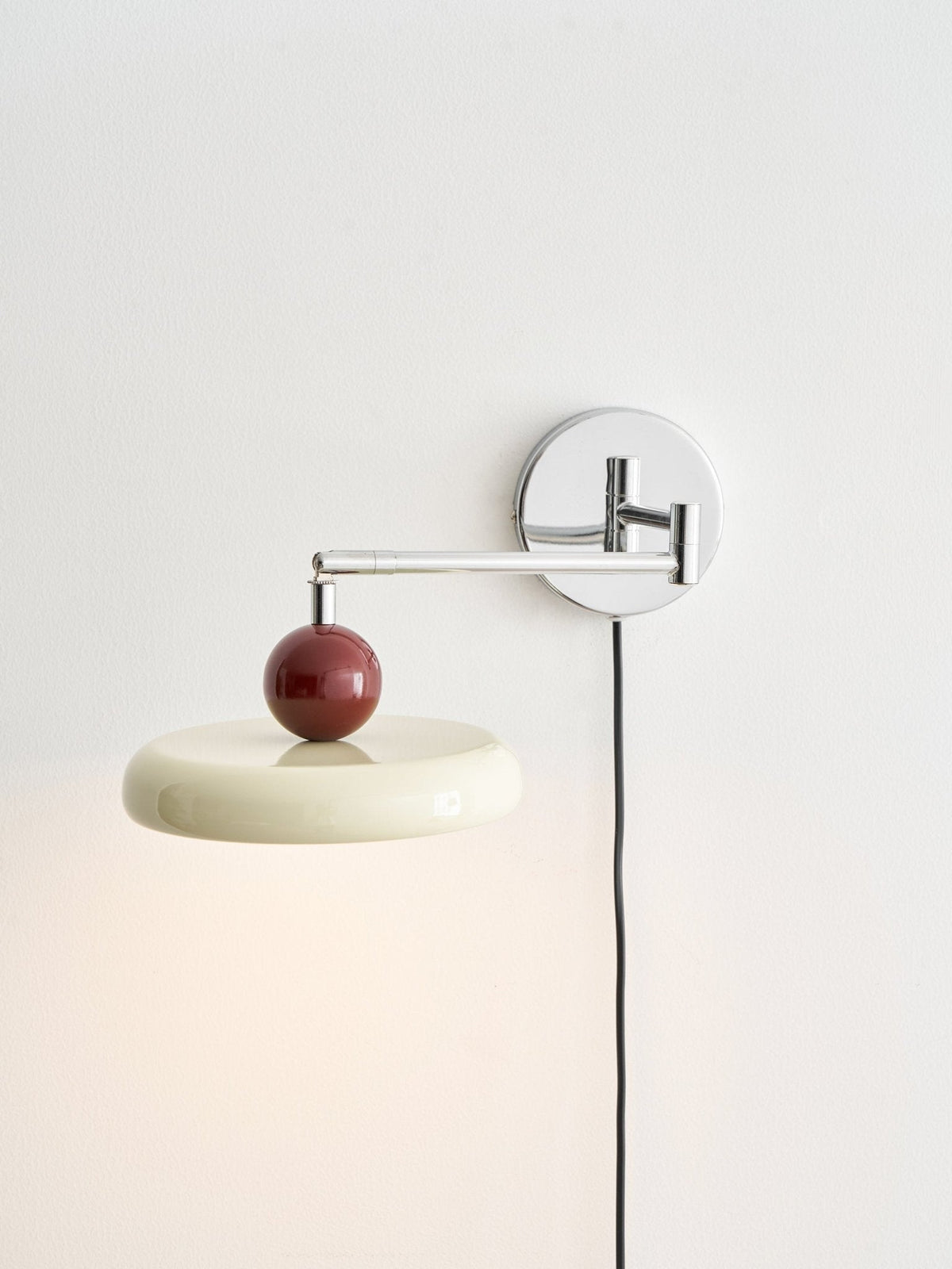 Compact Plug-In Sconce with Adjustable LED Temperature Chrome Accents for Bedroom Living Room Hallway Reading Nook Modern Indoor Lighting