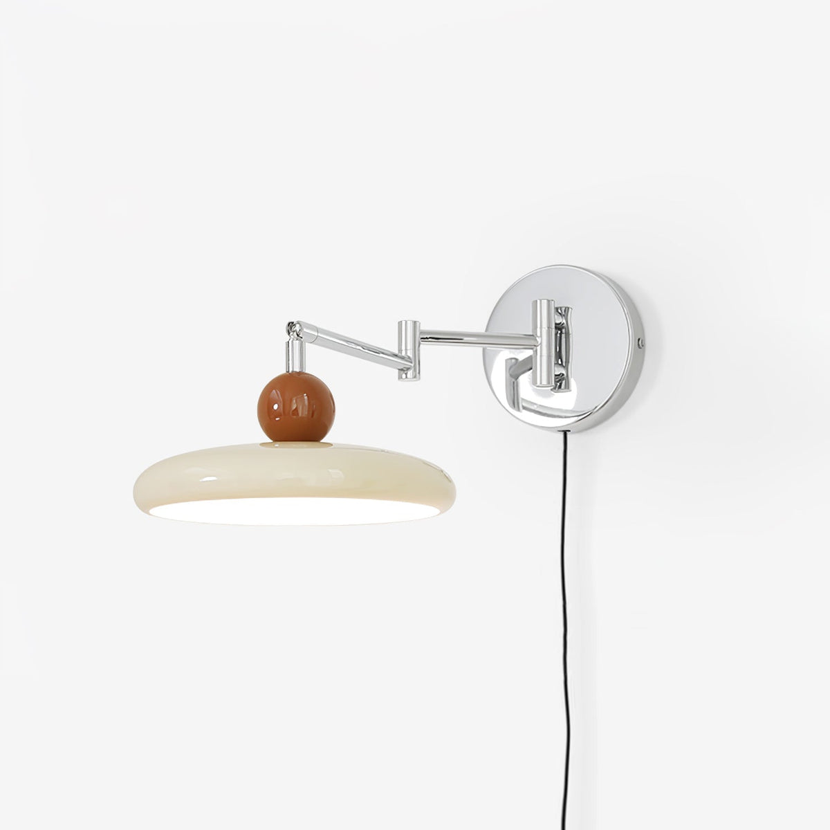 Compact Plug-In Sconce with Adjustable LED Temperature Chrome Accents for Bedroom Living Room Hallway Reading Nook Modern Indoor Lighting