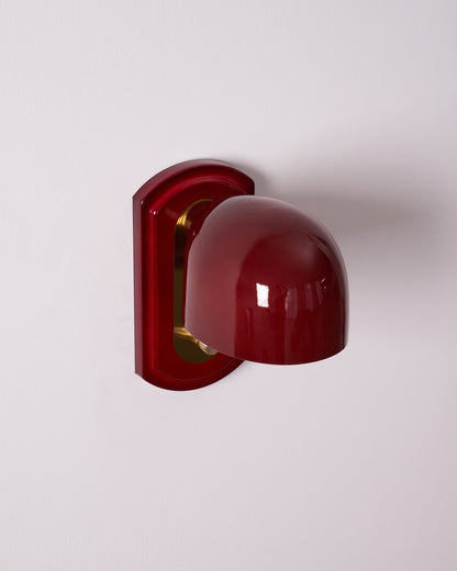 Dome Sconce Hardwired Fixture 8 Inch Red & Gold Finish Metal Shade for Hallway Bedroom Living Room Indoor Accent Lighting E26 Base