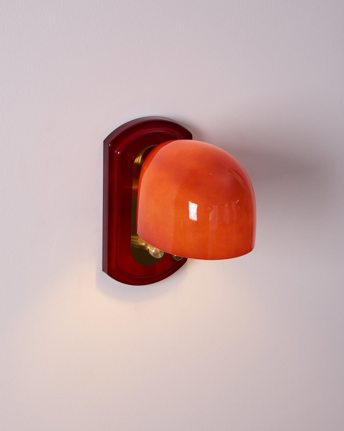 Dome Sconce Hardwired Fixture 8 Inch Red & Gold Finish Metal Shade for Hallway Bedroom Living Room Indoor Accent Lighting E26 Base