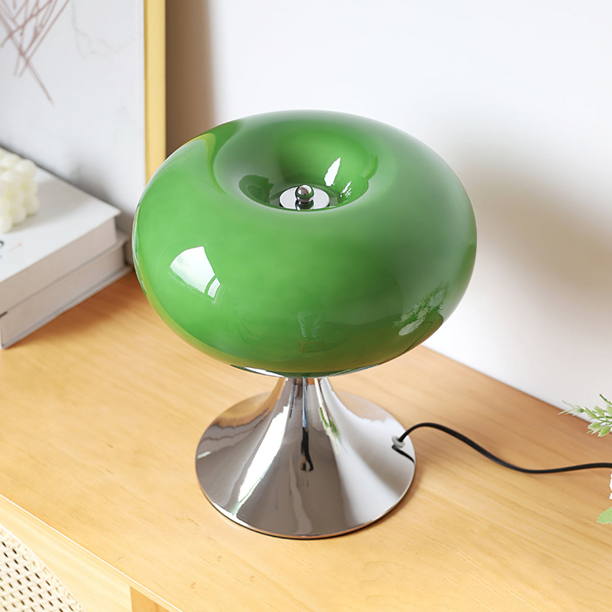 LED Desk Lamp 11 Inch Metal Glass Construction Modern Accent Light for Bedroom Office Nightstand Chrome White Green Cream Indoor