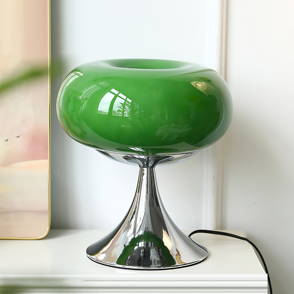LED Desk Lamp 11 Inch Metal Glass Construction Modern Accent Light for Bedroom Office Nightstand Chrome White Green Cream Indoor