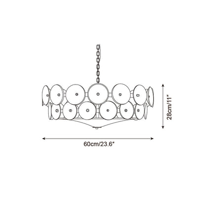 Lustre à disques de verre superposés avec hauteur réglable – Finition métallique chaleureuse pour salles à manger, salons et entrées