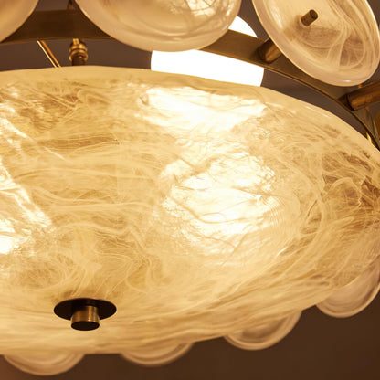 Tiered Glass Disc Pendant Light for Dining Room – Amber Circular Shade Ceiling Fixture – Adjustable Hanging Lamp for Kitchen Island Living R