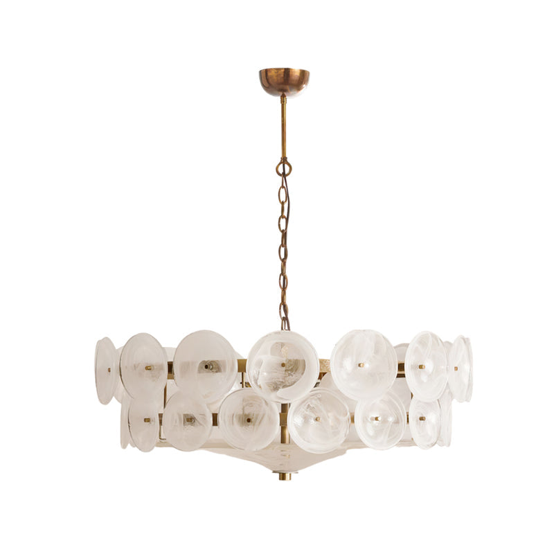 Tiered Glass Disc Pendant Light for Dining Room – Amber Circular Shade Ceiling Fixture – Adjustable Hanging Lamp for Kitchen Island Living R