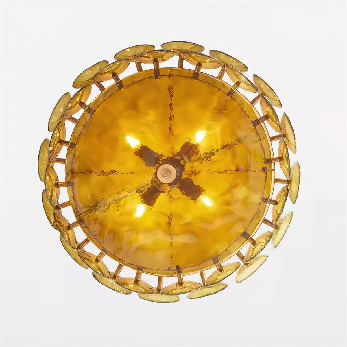 Lustre à disques de verre superposés avec hauteur réglable – Finition métallique chaleureuse pour salles à manger, salons et entrées