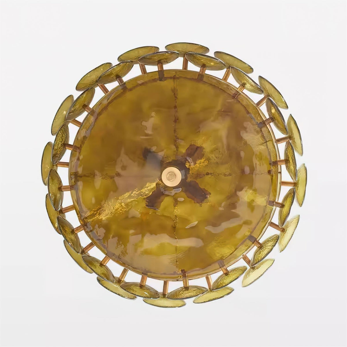 Lustre à disques de verre superposés avec hauteur réglable – Finition métallique chaleureuse pour salles à manger, salons et entrées