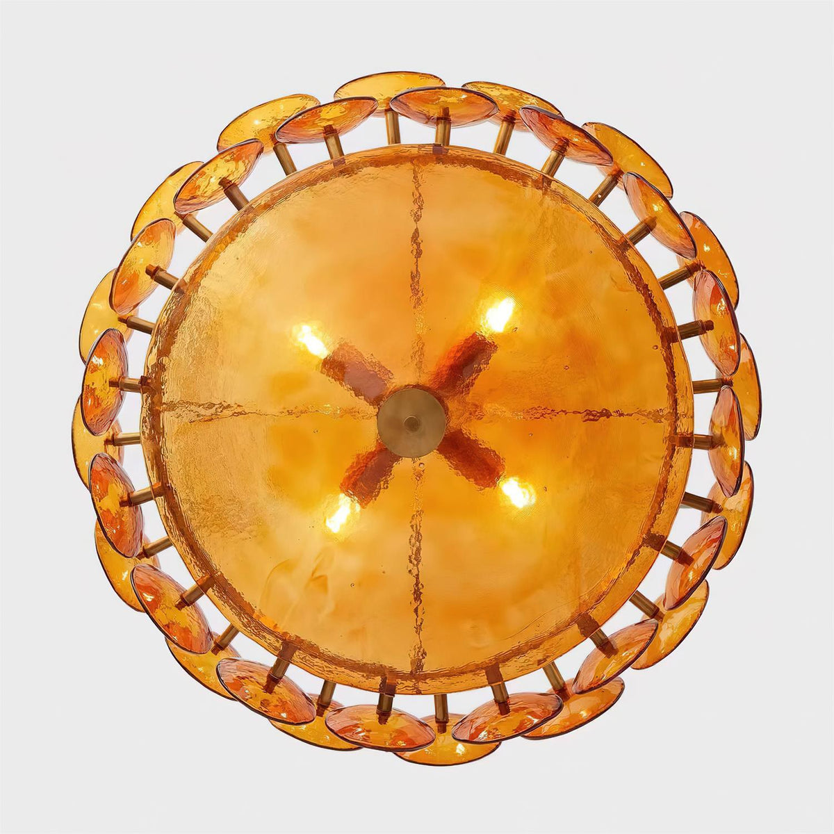 Lustre à disques de verre superposés avec hauteur réglable – Finition métallique chaleureuse pour salles à manger, salons et entrées