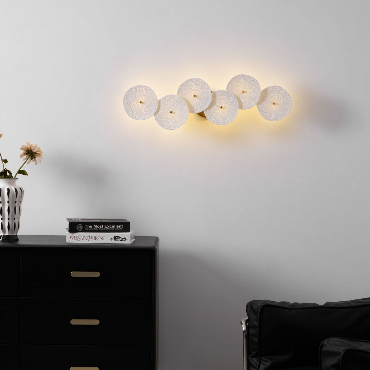 Sculpted Petal Sconce Gold White LED Art Deco Fixture Hallway Living Room Meditation Bedroom Accent 19.7 in Wall Mount Indoor Lighting