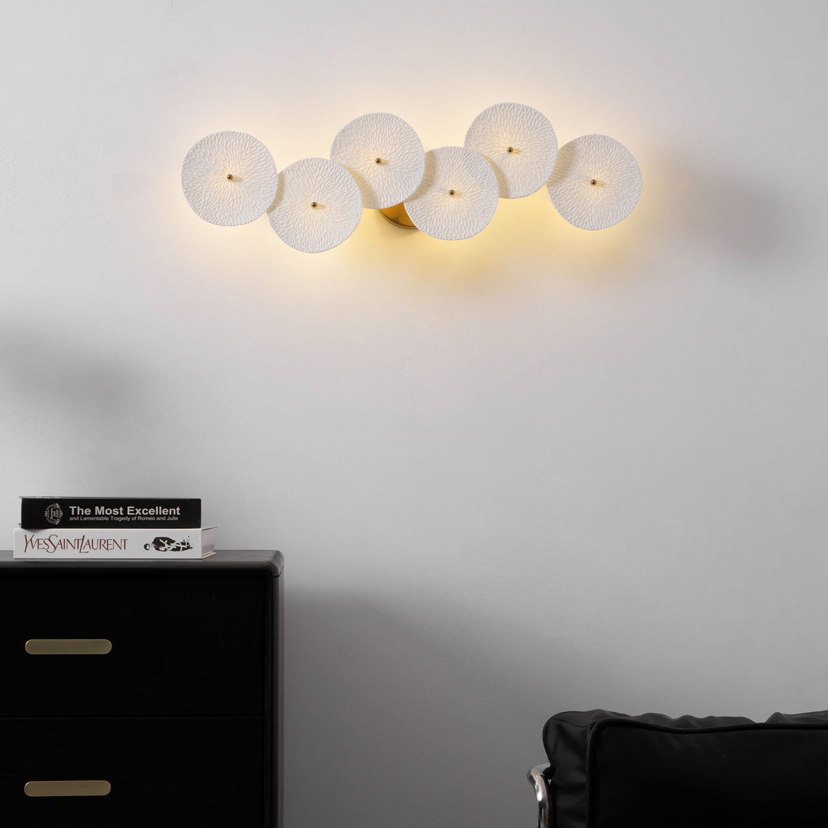 Sculpted Petal Sconce Gold White LED Art Deco Fixture Hallway Living Room Meditation Bedroom Accent 19.7 in Wall Mount Indoor Lighting