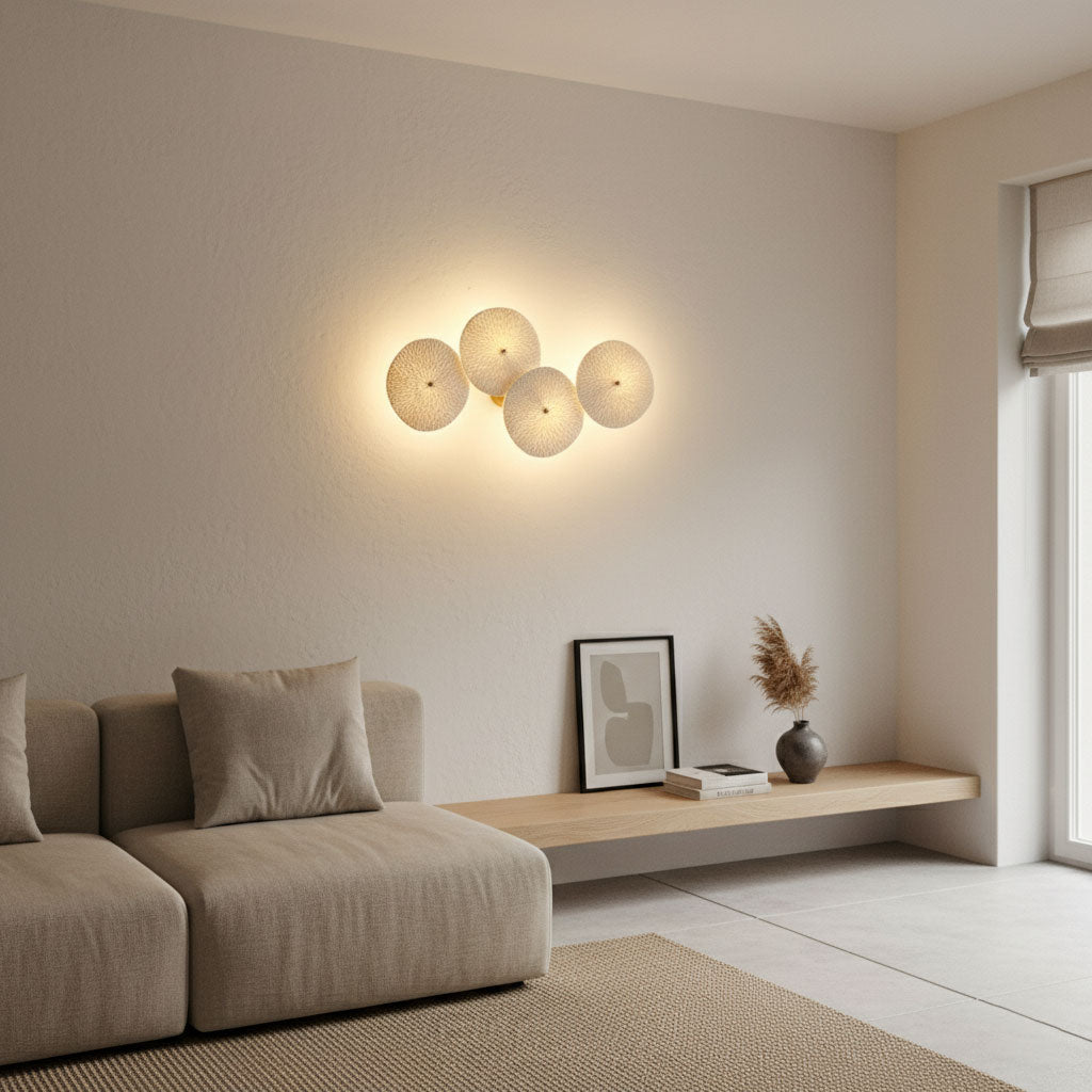 Sculpted Petal Sconce Gold White LED Art Deco Fixture Hallway Living Room Meditation Bedroom Accent 19.7 in Wall Mount Indoor Lighting