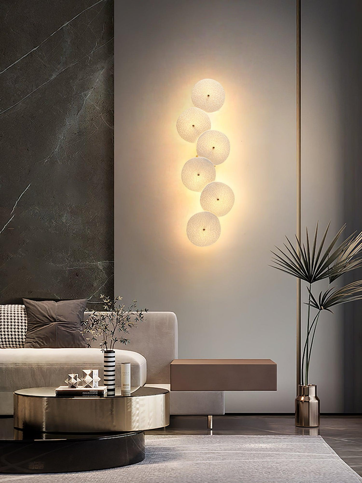 Ceramic Petal Wall Sconce – Floral LED Light with Gold Metal Accents for Hallway, Bedroom & Living Room Decor