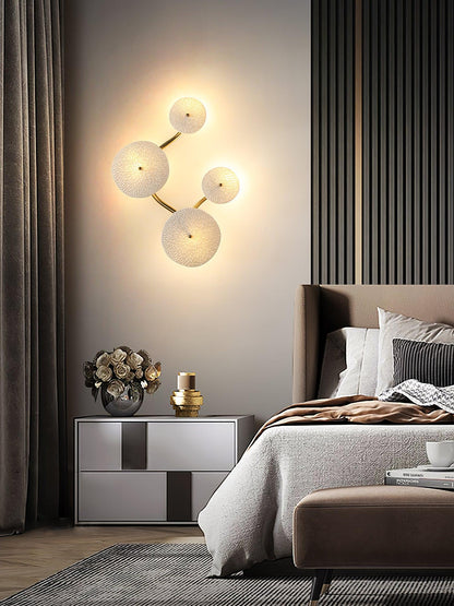 Ceramic Petal Wall Sconce – Floral LED Light with Gold Metal Accents for Hallway, Bedroom & Living Room Decor