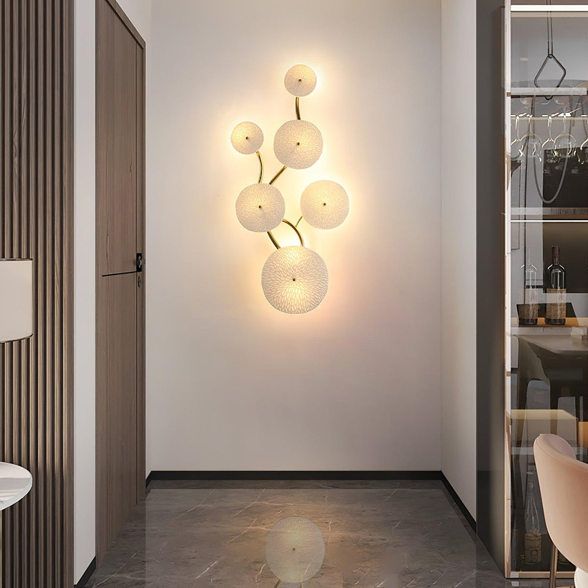 Ceramic Petal Wall Sconce Sculptural Multi-Light Fixture Hardwire Installation for Bedroom Living Room Hallway Modern Artistic Decor