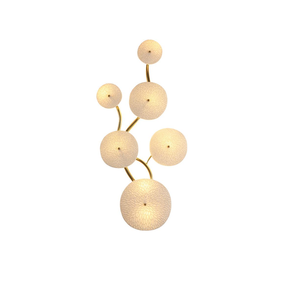 Ceramic Petal Wall Sconce – Floral LED Light with Gold Metal Accents for Hallway, Bedroom & Living Room Decor