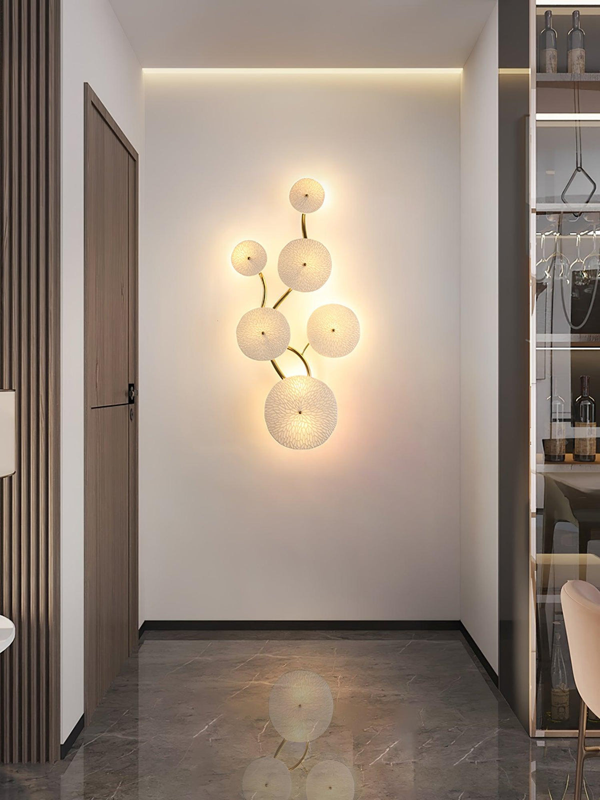 Sculpted Petal Sconce Gold White LED Art Deco Fixture Hallway Living Room Meditation Bedroom Accent 19.7 in Wall Mount Indoor Lighting