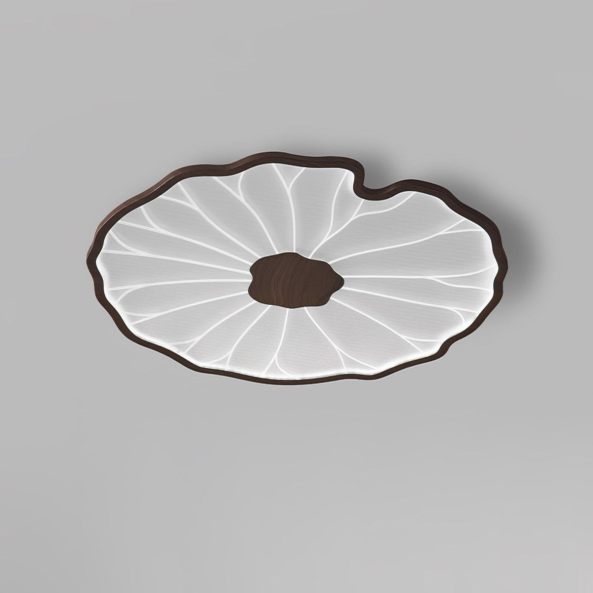 Sculptural Leaf Flush Mount Light with Integrated LED 53 in Acrylic Wood-Tone Ceiling Fixture for Living Room Bedroom Dining Room Modern Jap