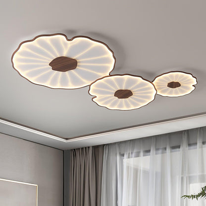 Flush Mount LED Fixture Wood Grain Acrylic Panel Adjustable Color Temperature for Low Profile Spaces Living Room Bedroom Office
