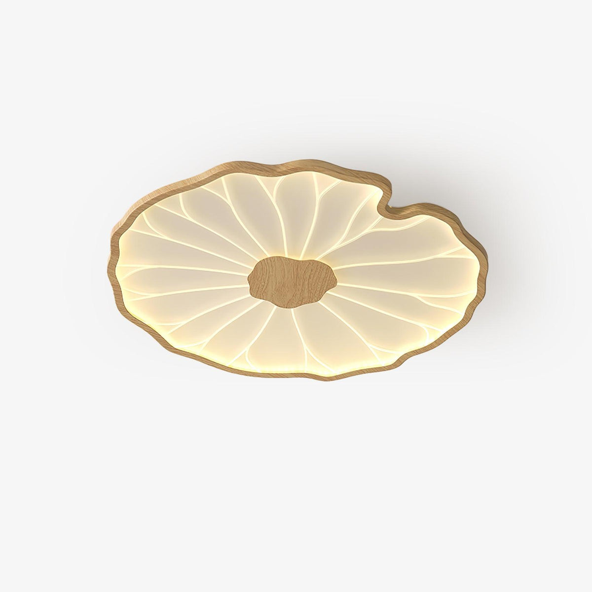 Organic Leaf-Inspired LED Ceiling Light with Wood-Grain Finish for Living Room & Bedroom