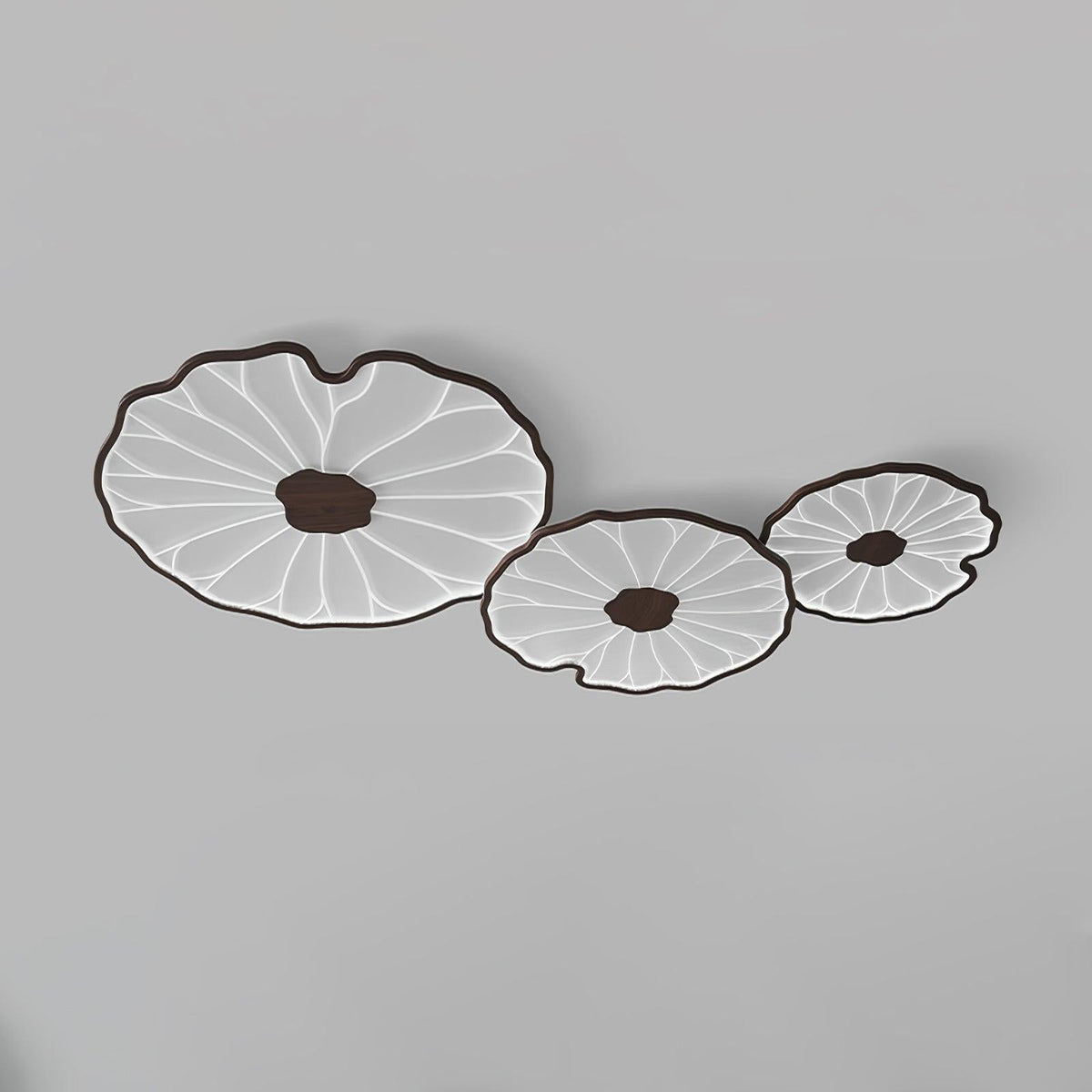 Sculptural Leaf Flush Mount Light with Integrated LED 53 in Acrylic Wood-Tone Ceiling Fixture for Living Room Bedroom Dining Room Modern Jap