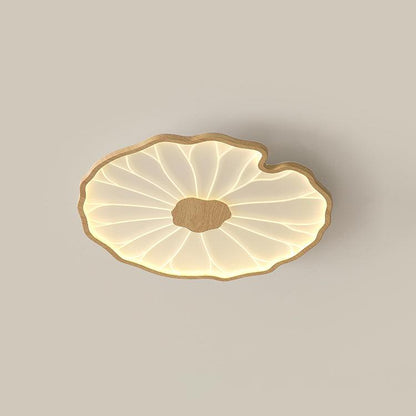 Wood LED Flush Mount Ceiling Light 28 inch Contemporary Fixture for Bedrooms & Living Rooms Modern Home Lighting
