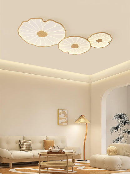 Organic Leaf-Inspired LED Ceiling Light with Wood-Grain Finish for Living Room & Bedroom