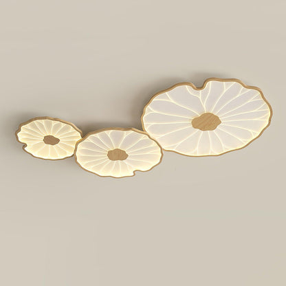 Organic Leaf-Inspired LED Ceiling Light with Wood-Grain Finish for Living Room & Bedroom