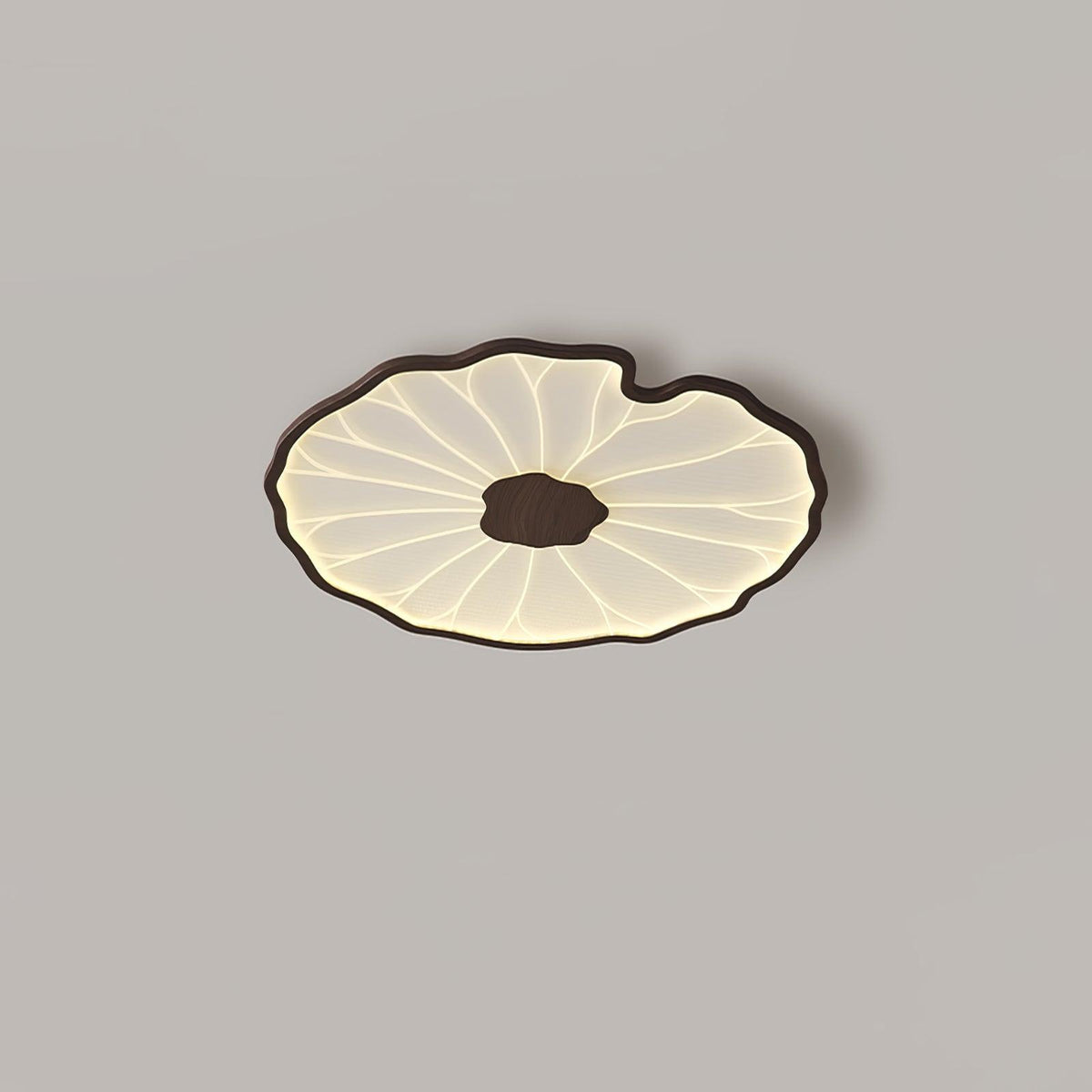 Sculptural Leaf Flush Mount Light with Integrated LED 53 in Acrylic Wood-Tone Ceiling Fixture for Living Room Bedroom Dining Room Modern Jap