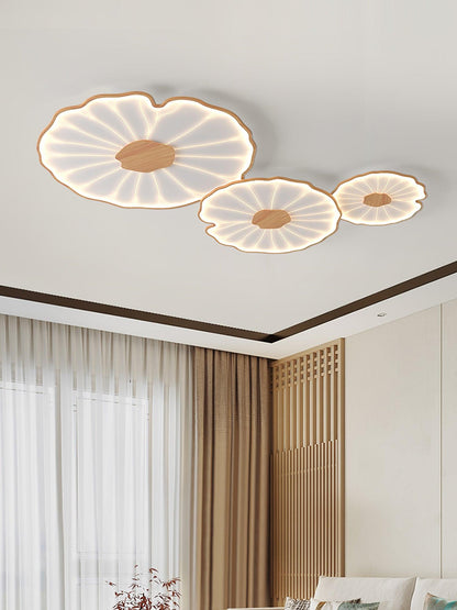 Organic Leaf-Inspired LED Ceiling Light with Wood-Grain Finish for Living Room & Bedroom