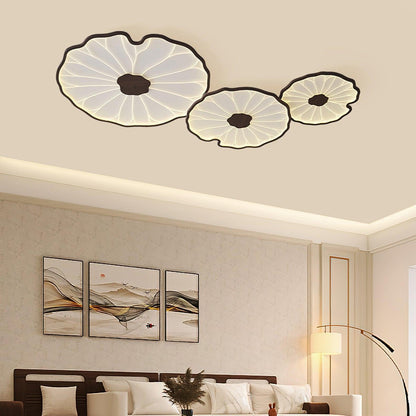 Flush Mount LED Fixture Wood Grain Acrylic Panel Adjustable Color Temperature for Low Profile Spaces Living Room Bedroom Office