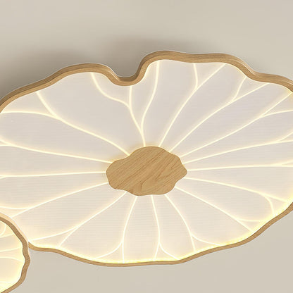 Wood LED Flush Mount Ceiling Light 28 inch Contemporary Fixture for Bedrooms & Living Rooms Modern Home Lighting