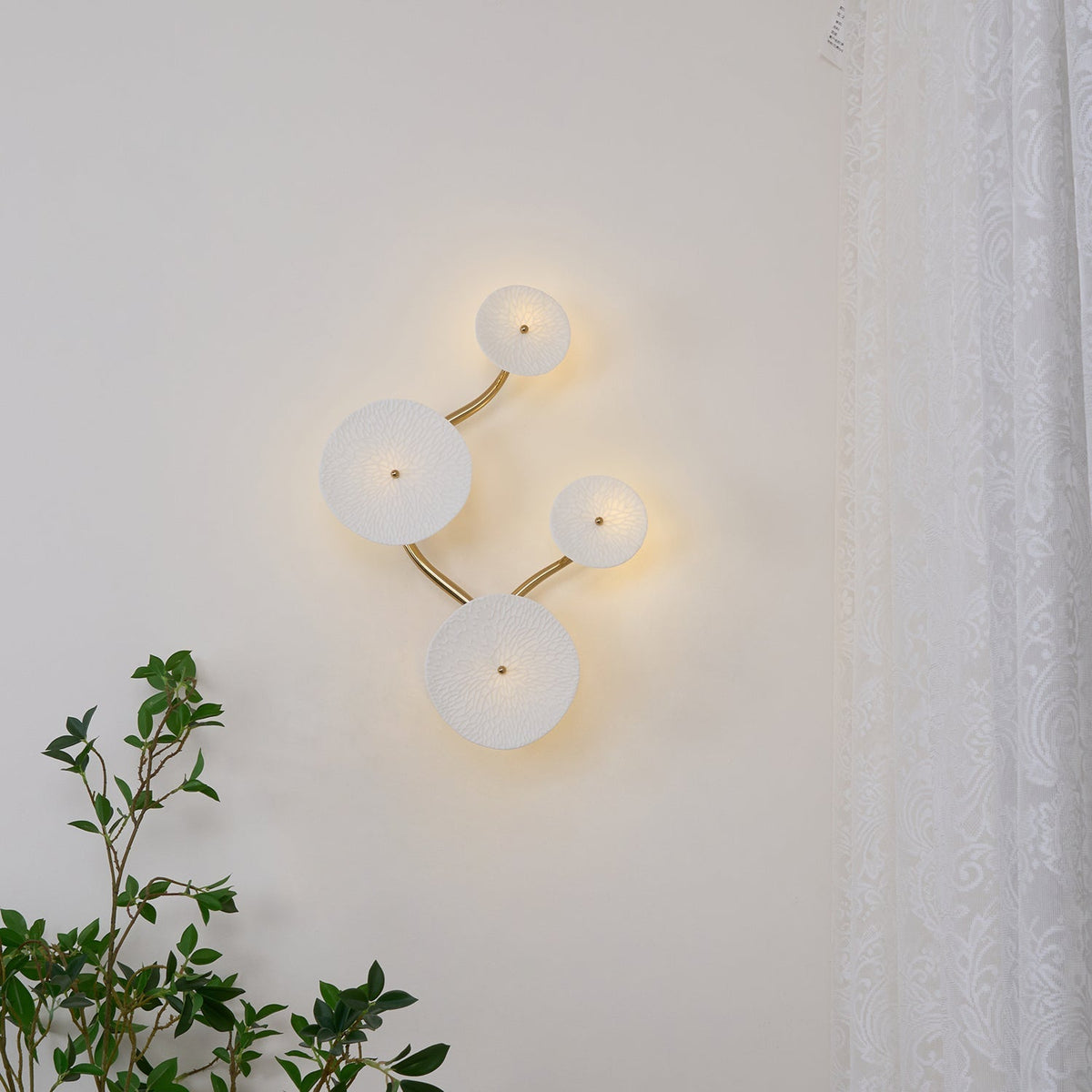 Sculpted Petal Sconce Gold White LED Art Deco Fixture Hallway Living Room Meditation Bedroom Accent 19.7 in Wall Mount Indoor Lighting