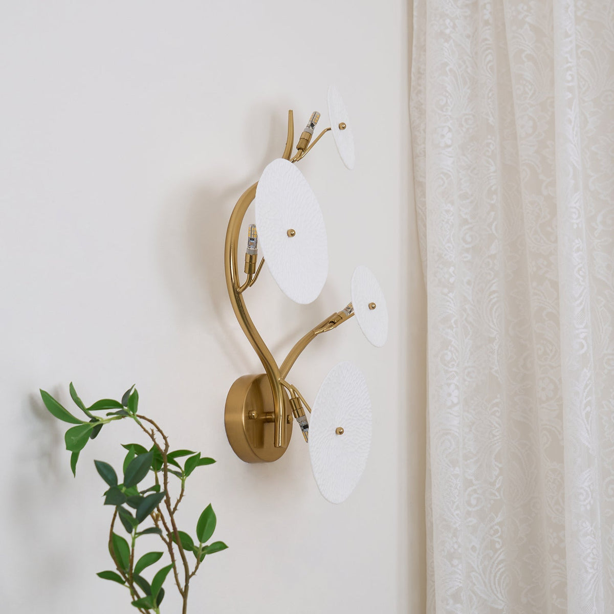 Sculpted Petal Sconce Gold White LED Art Deco Fixture Hallway Living Room Meditation Bedroom Accent 19.7 in Wall Mount Indoor Lighting