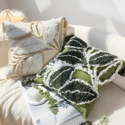 Luma Sofa Cushion Covers - Microfiber Blend, Leaf Motif
