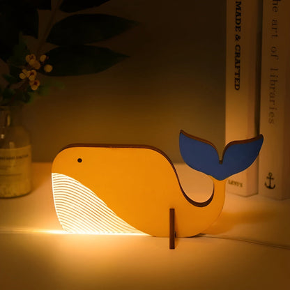 Lampe de table LumoKids - Veilleuse LED en bois, adorable motif animal pour la table de chevet