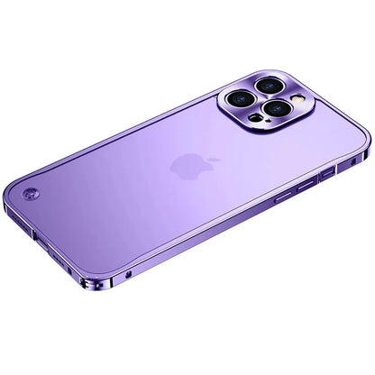 iPhone Case Machined Aluminum Frame Matte Back Cover Shock Protection Raised Edges with MagSafe Compatible Ring Precision Cutouts for 13