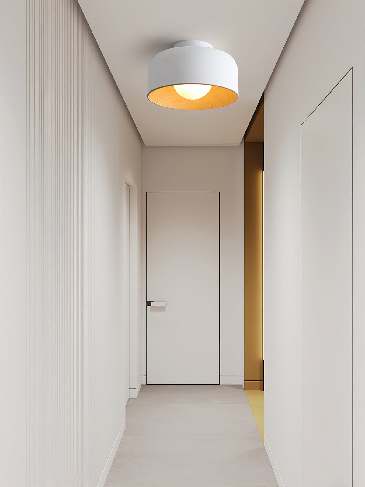 Flush Mount Ceiling Light Fixture for Bedroom Hallway Small Rooms 9 in Round LED Glass Shade with Wood Grain Interior Modern Accent for Livi