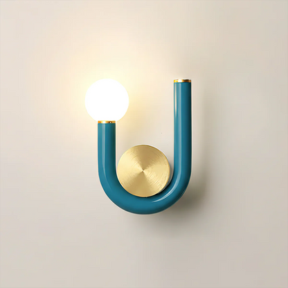 Contemporary Double-Bulb Sconce with Curved Metal Frame – Vibrant Accent Light for Hallways, Bedrooms & Stairs
