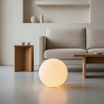 Floor Lamp Modern Globe, Living Room Floor Lamp with Marble Base, LED Standing Lamp for Bedroom and Office
