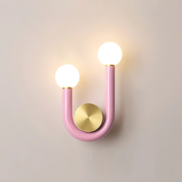 Contemporary Double-Bulb Sconce with Curved Metal Frame – Vibrant Accent Light for Hallways, Bedrooms & Stairs