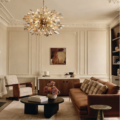 Ceramic Leaf Chandelier | Modern Ceiling Light with Adjustable Height | Elegant Illumination for Dining Rooms and Living Spaces